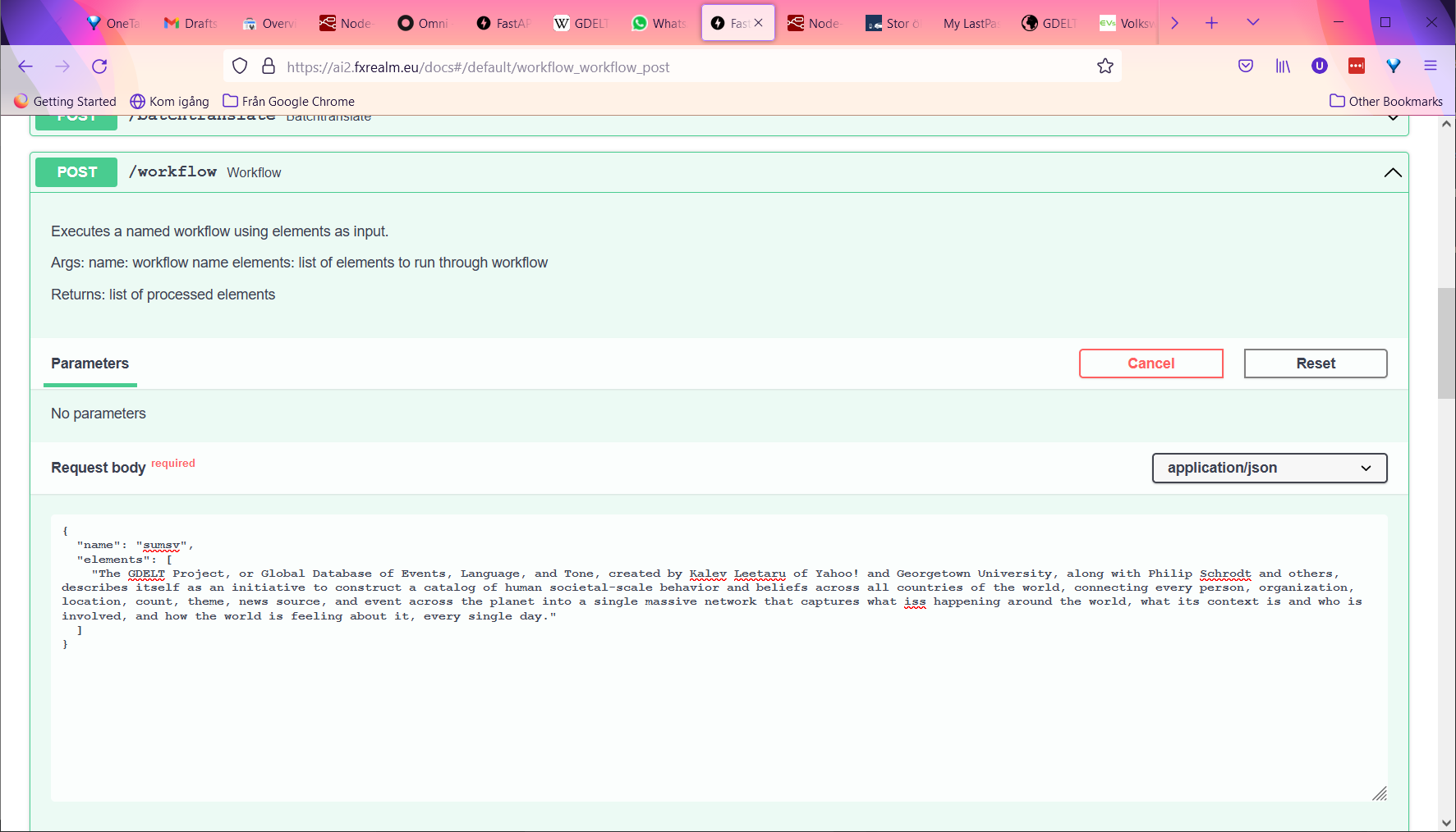 Txtai API web page